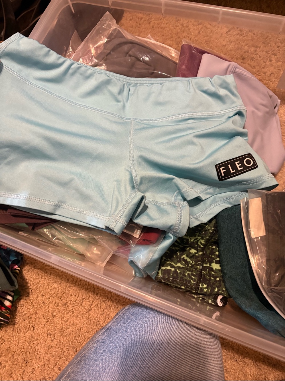 Fleo Women's Light Blue Athletic Shorts with Logo Patch